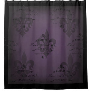 Dark Purple French Bathroom Shower Curtain