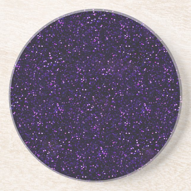 Dark Purple Glitter Print Coaster (Front)