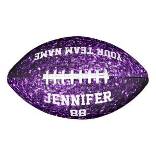 Dark purple glitter sparkles bling Your name Team Football