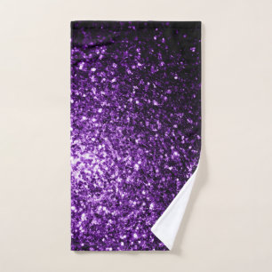 Dark Purple glitter sparkles Hand Towel
