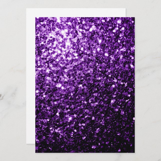 Dark Purple glitter sparkles Personalise Invitation (Front/Back)
