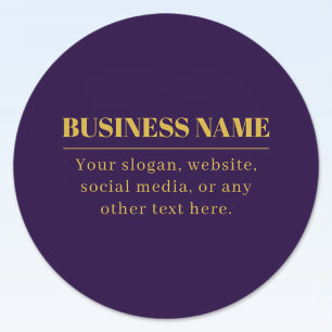 Dark Purple & Gold Business Name or Greeting Classic Round Sticker