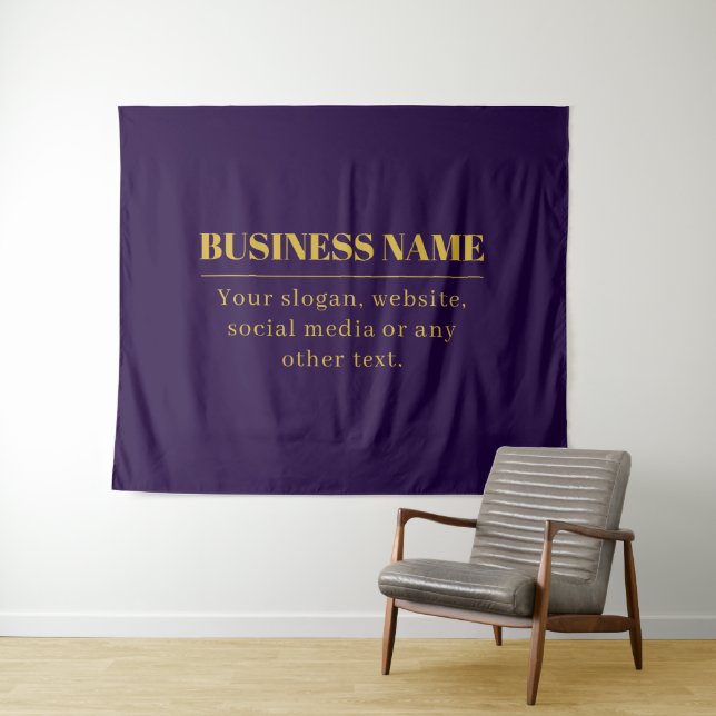 Dark Purple & Gold Business Name or Greeting  Tapestry (In Situ (Horizontal))