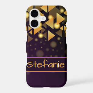 Dark Purple, Gold Triangles, Brokeh