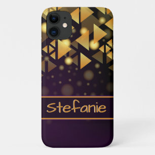 Dark Purple, Gold Triangles, Brokeh Case-Mate iPhone Case