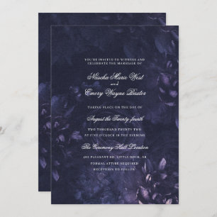 Dark Purple Gothic Boho Floral Wedding Invitation