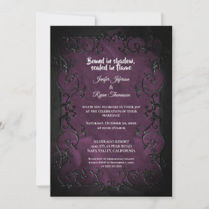 Dark purple Gothic Halloween wedding Invitation