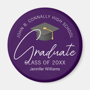 Dark Purple Graduate Personalised Graduation Party Magnet