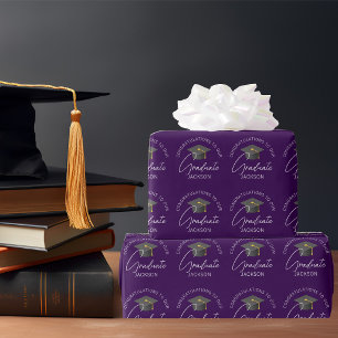 Dark Purple Graduate Personalised Graduation Wrapping Paper