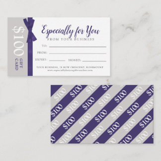 Dark purple gray business gift card voucher
