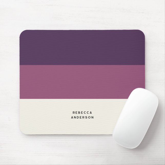 Dark Purple Horizontal Stripe Colorblock Mouse Pad (With Mouse)