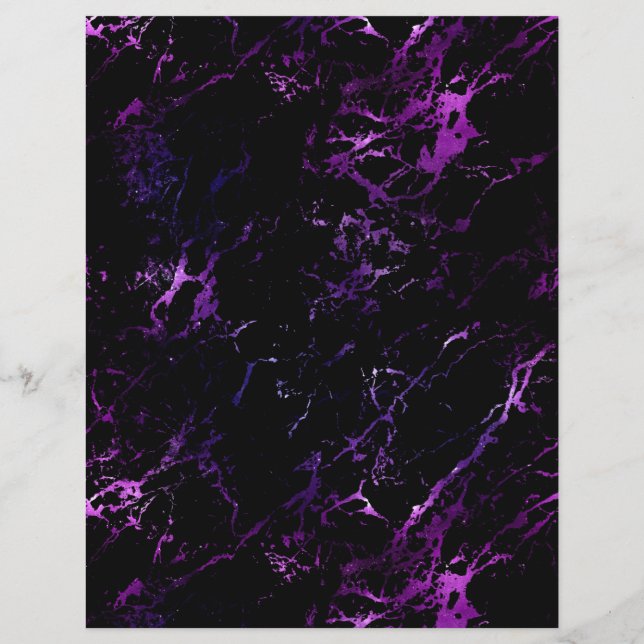 Dark Purple Marble Galaxy Scrapbook Paper Sheet (Back)