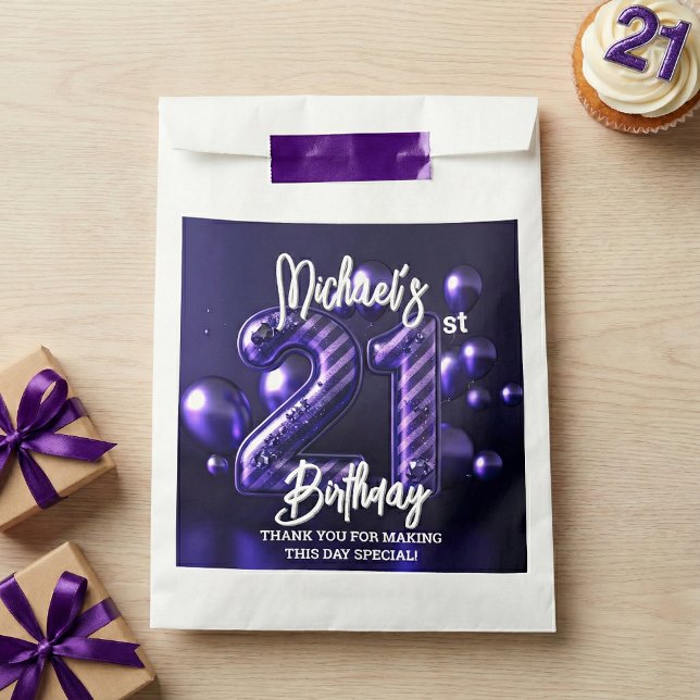 Dark Purple Metallic Balloons 21st Birthday Party Favour Bags (Creator Uploaded)