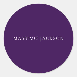 Dark Purple Minimalist Plain Modern  Classic Round Sticker