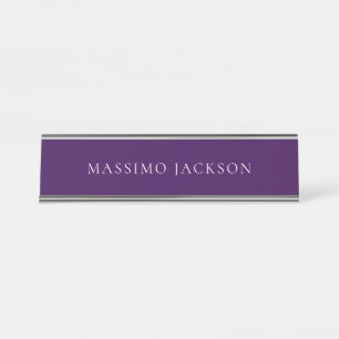 Dark Purple Minimalist Plain Modern Desk Name Plate