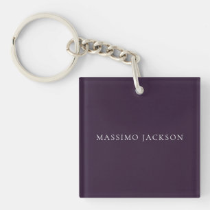 Dark Purple Minimalist Plain Modern  Key Ring