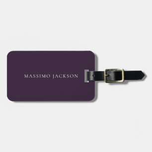 Dark Purple Minimalist Plain Modern Luggage Tag