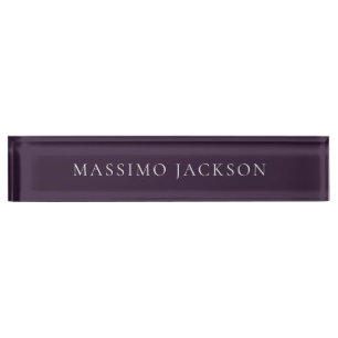 Dark Purple Minimalist Plain Modern Nameplate