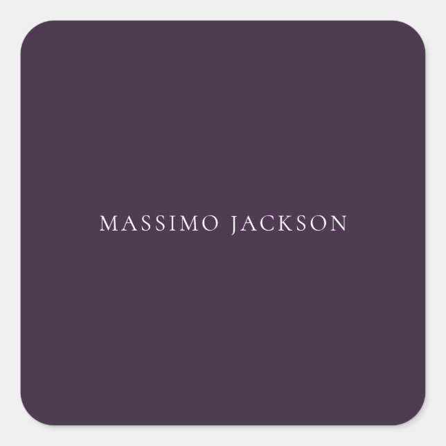 Dark Purple Minimalist Plain Modern  Square Sticker (Front)