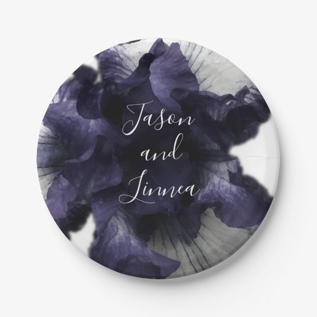 Dark Purple Minimalist Radiant Diaphanous  Modern  Paper Plate (Front)