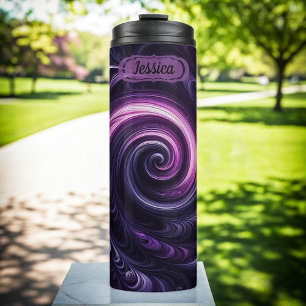 Dark Purple Modern Abstract Swirling Thermal Tumbler