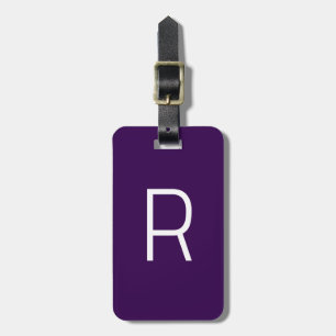 Dark Purple Monogram Initial Name Gift Party Favou Luggage Tag