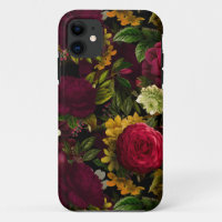 Dark Purple Moody Florals Antique Flower Black
