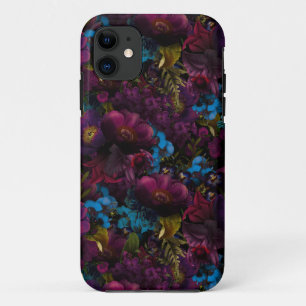 Dark Purple Moody Florals Antique Flowers Case-Mate iPhone Case
