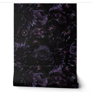 Dark Purple Moody Gothic Peonies Florals Night Wa Wallpaper