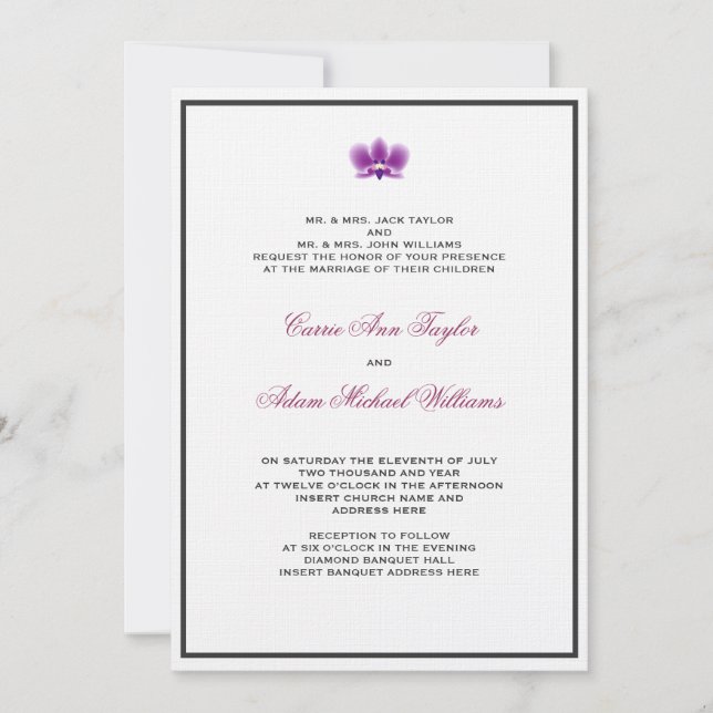 Dark Purple Orchid Invitation (Front)