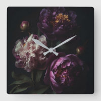 Dark Purple Peonies Flower Bouquet Oil Still Life