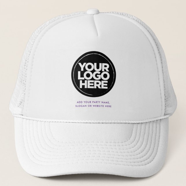 Dark Purple | Personalised Logo and Text Baseball Trucker Hat (Front)