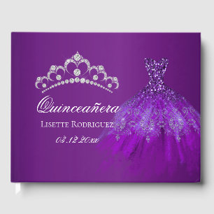 Dark Purple Personalised Quinceanera Guest Book