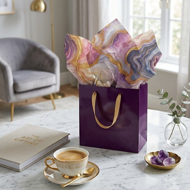 Dark Purple Pink Gold Marble Tissue Paper (Creator Uploaded)