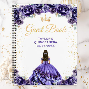 Dark Purple Princess Quinceañera Guest Book