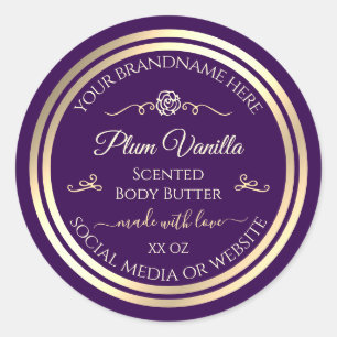 Dark Purple Product Label Gold Frame Vintage Rose