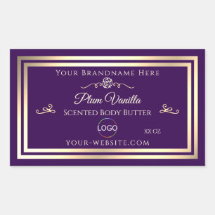 Dark Purple Product Label Gold Frame with Logo