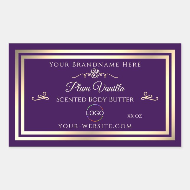 Dark Purple Product Label Gold Frame with Logo (Front)