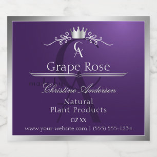 Dark Purple Product Label Silver Frame Monogram