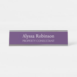 Dark Purple Professional Desk Name Plate