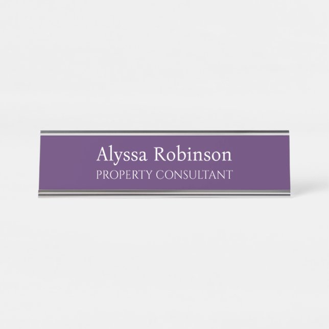 Dark Purple Professional Desk Name Plate (Front)