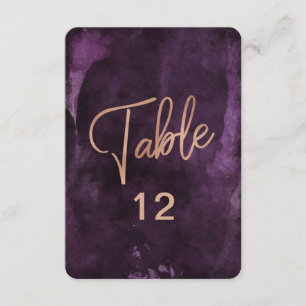 Dark Purple Rose Gold Table Number Seating Chart