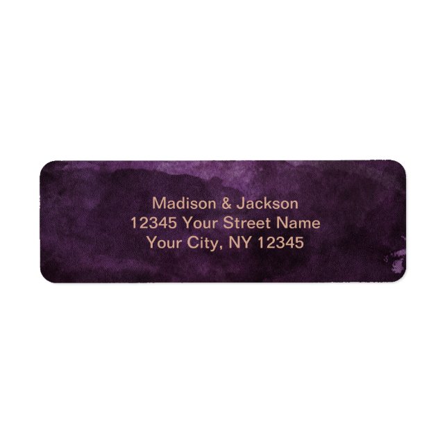 Dark Purple Rose Gold Wedding Return Address (Front)