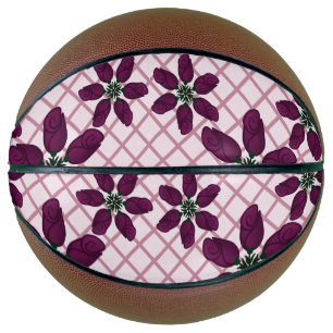 Dark Purple Rose Pattern — Elegant Plum Flora Basketball