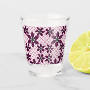 Dark Purple Rose Pattern — Elegant Plum Flora Shot Glass