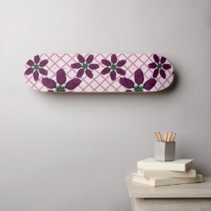 Dark Purple Rose Pattern — Elegant Plum Flora Skateboard