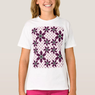 Dark Purple Rose Pattern — Elegant Plum Flora T-Shirt