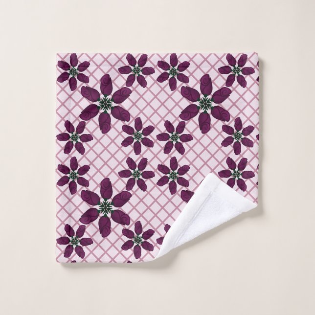 Dark Purple Rose Pattern — Elegant Plum Flora Wash Cloth (Wash Cloth)