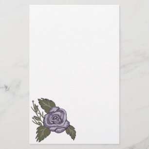 Dark Purple Rose Stationery