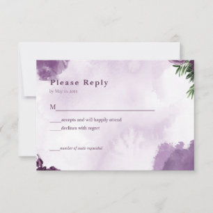 Dark Purple Roses Floral Gothic Wedding RSVP Card